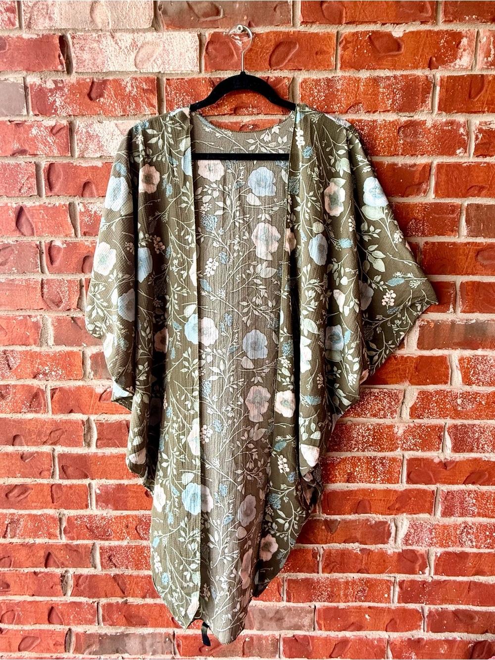 Olive Floral Kimono Cardigan